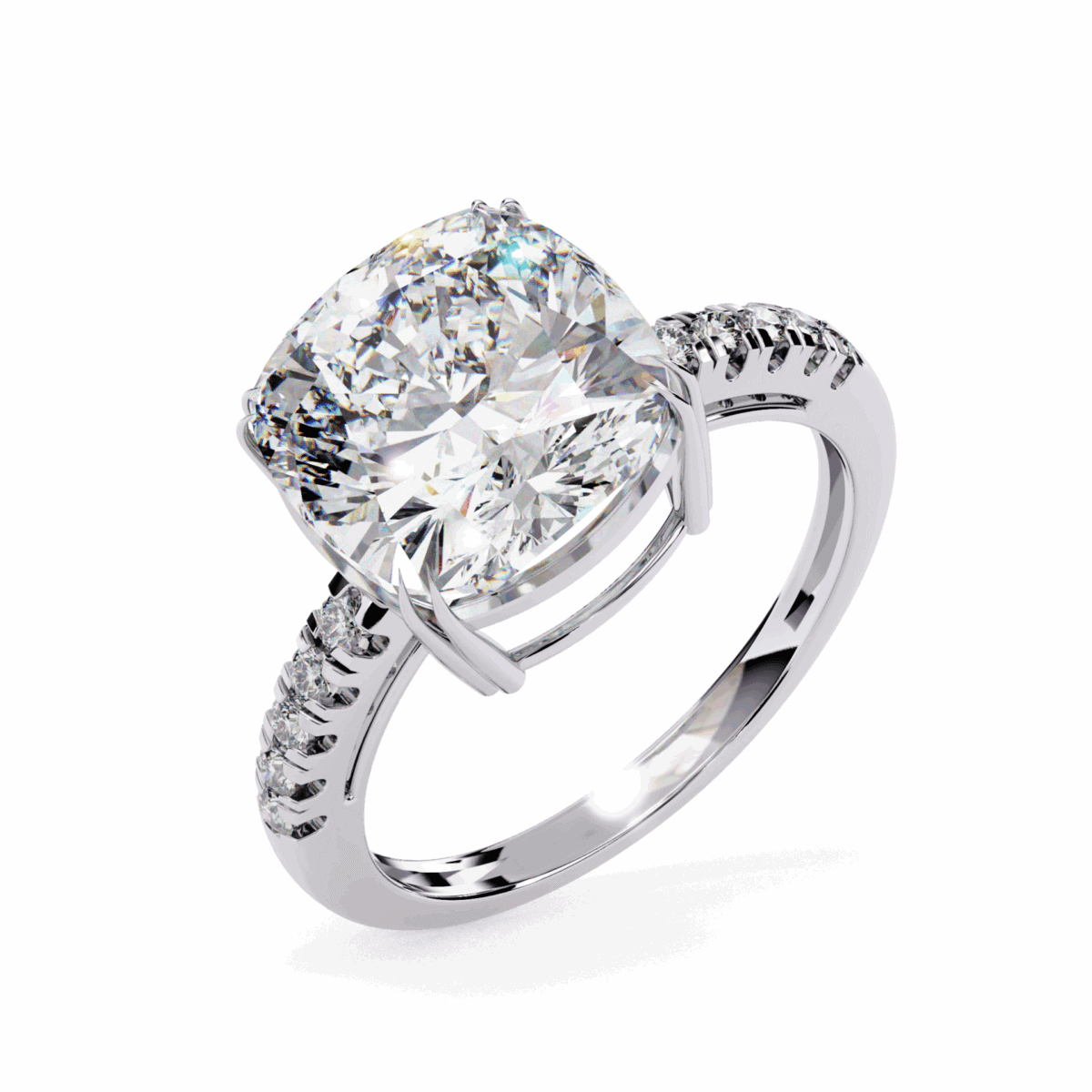 5.5 Carat Cushion Cut Solitaire in Pave Setting  Image 2