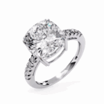 5.5 Carat Cushion Cut Solitaire in Pave Setting - Image 2