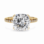 5.5 Carat Cushion Cut Solitaire in Pave Setting - Image 5