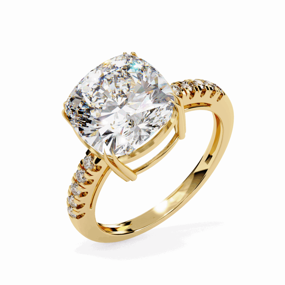 5.5 Carat Cushion Cut Solitaire in Pave Setting  Image 6