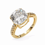 5.5 Carat Cushion Cut Solitaire in Pave Setting - Image 6