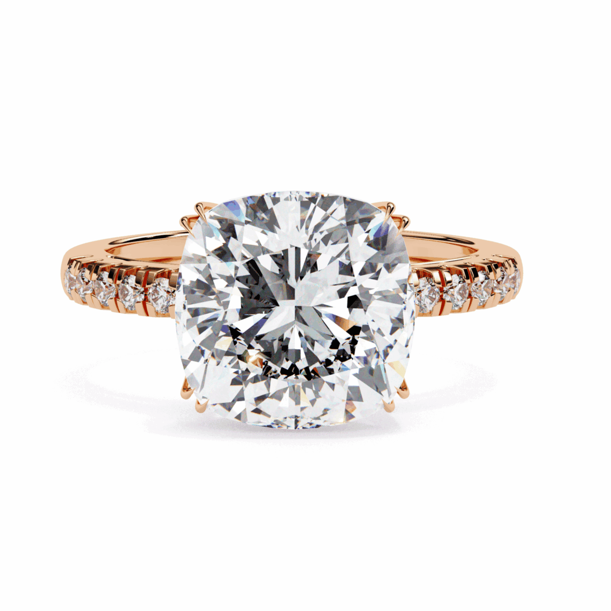 5.5 Carat Cushion Cut Solitaire in Pave Setting  Image 9