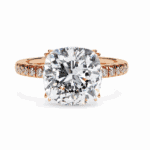 5.5 Carat Cushion Cut Solitaire in Pave Setting - Image 9