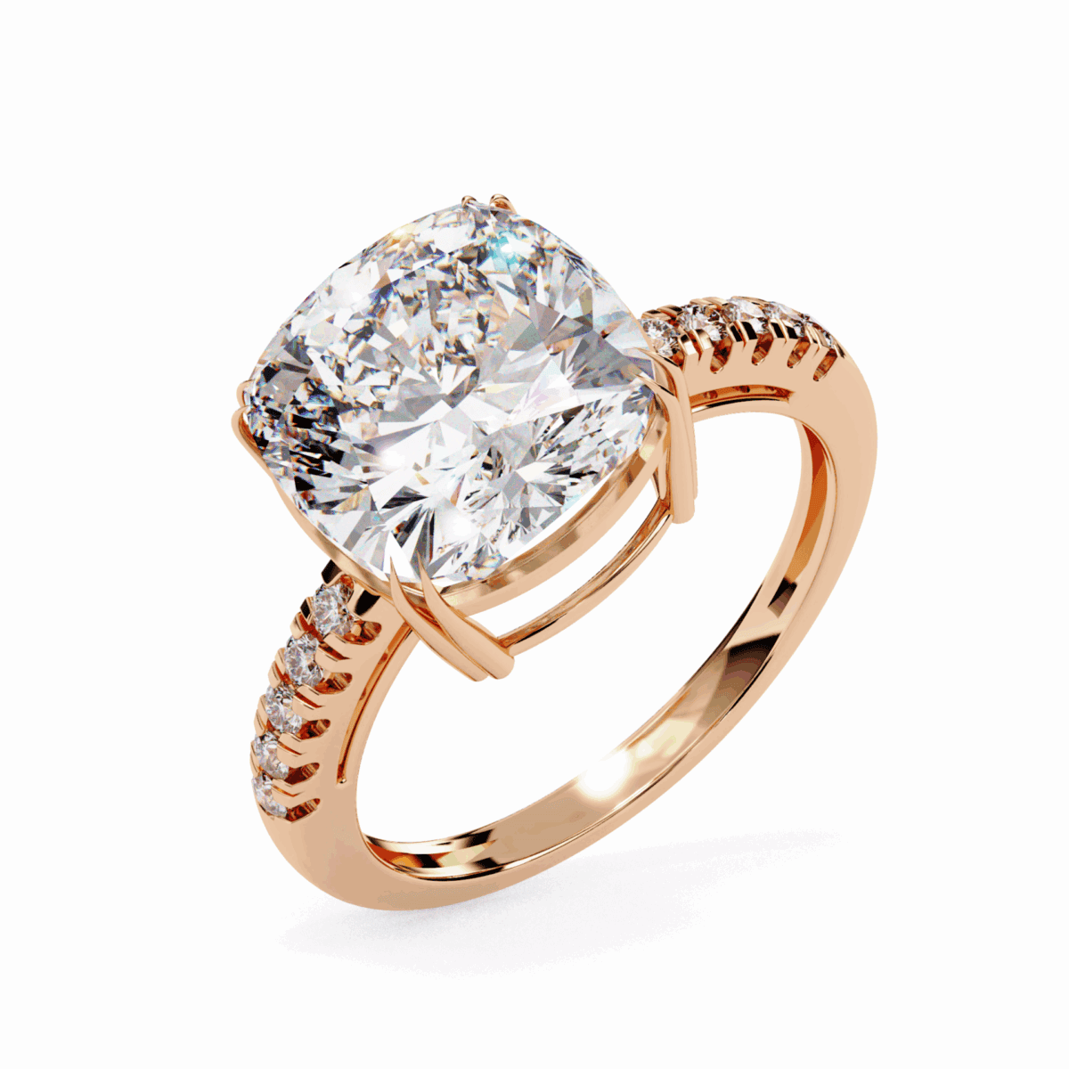 5.5 Carat Cushion Cut Solitaire in Pave Setting  Image 10