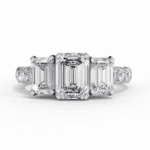 3 Carat Emerald Cut Solitaire in Three Stone Setting