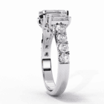 3 Carat Emerald Cut Solitaire in Three Stone Setting - Image 2