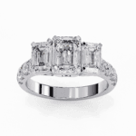 3 Carat Emerald Cut Solitaire in Three Stone Setting - Image 3