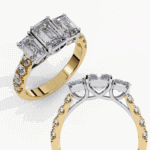 3 Carat Emerald Cut Solitaire in Three Stone Setting - Image 6