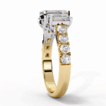 3 Carat Emerald Cut Solitaire in Three Stone Setting - Image 7