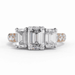 3 Carat Emerald Cut Solitaire in Three Stone Setting - Image 10