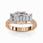 3 Carat Emerald Cut Solitaire in Three Stone Setting - Image 12