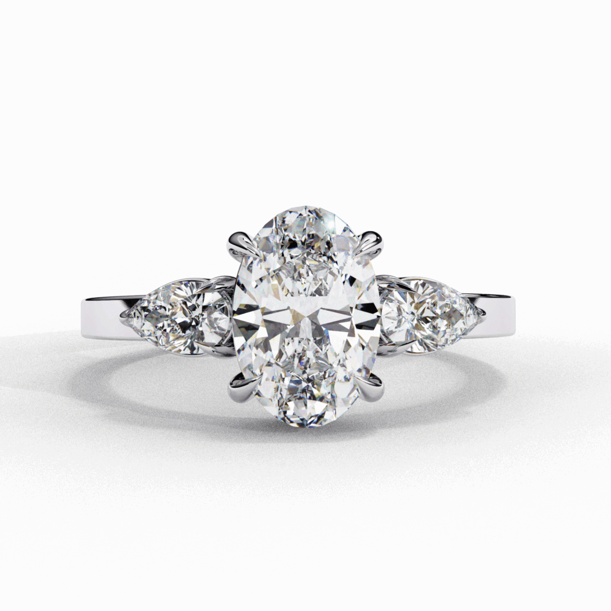 1.5 Carat Oval Cut Solitaire in Three Stone Setting  Image 1