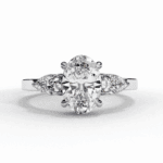 1.5 Carat Oval Cut Solitaire in Three Stone Setting