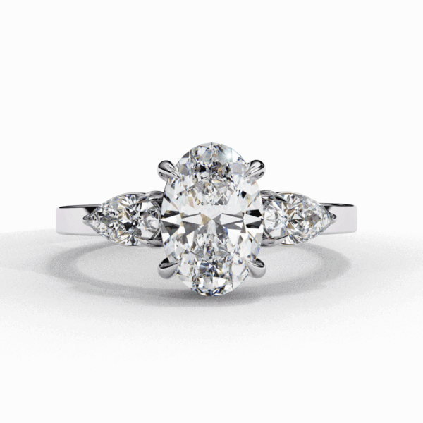 1.5 Carat Oval Cut Solitaire in Three Stone Setting