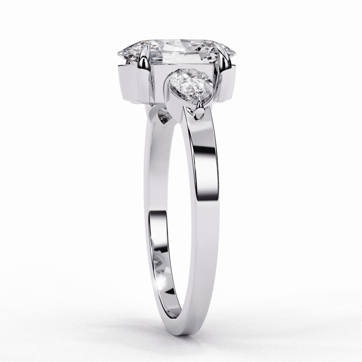1.5 Carat Oval Cut Solitaire in Three Stone Setting  Image 2