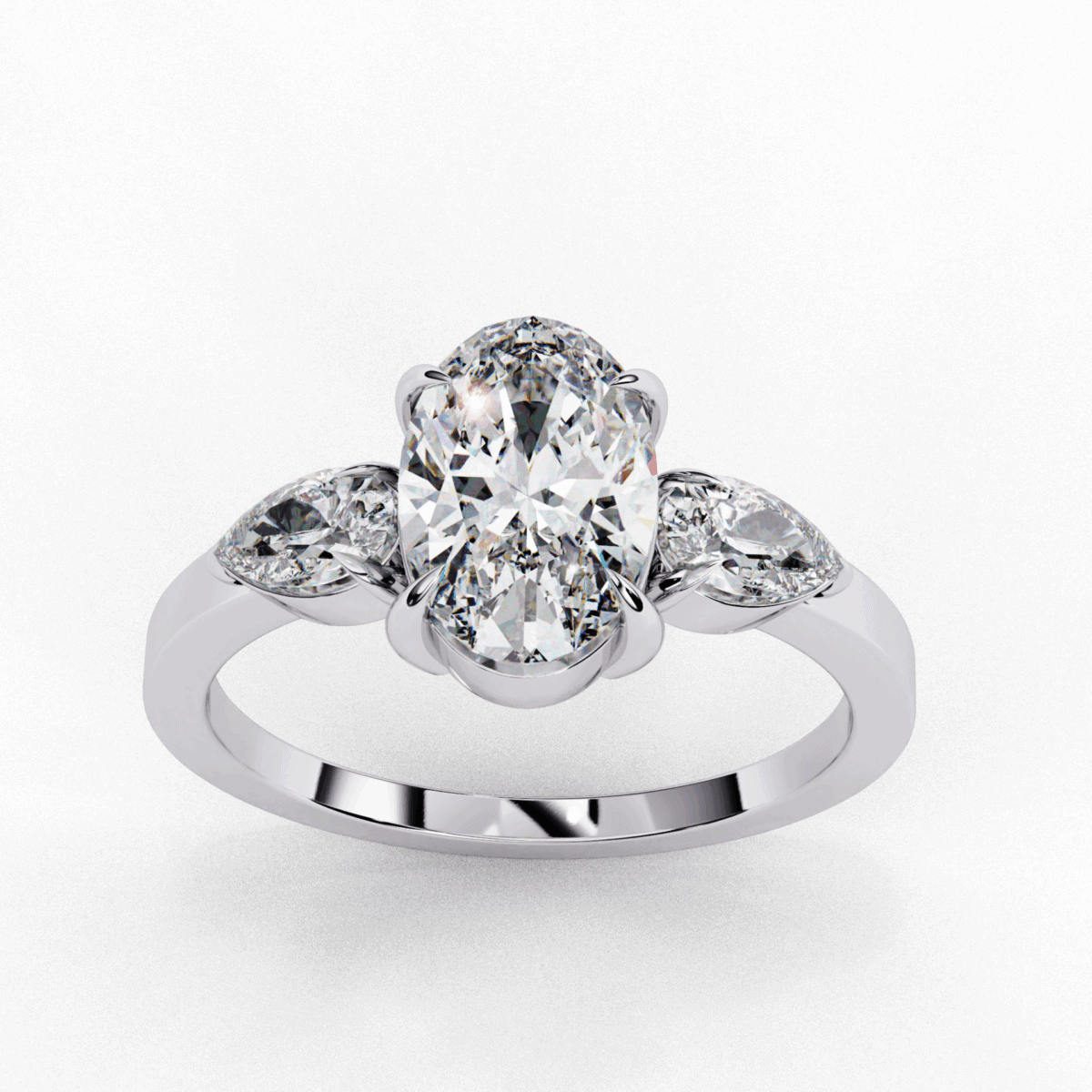 1.5 Carat Oval Cut Solitaire in Three Stone Setting  Image 3