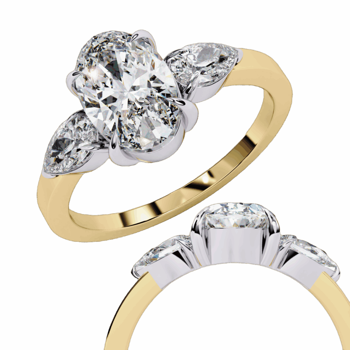 1.5 Carat Oval Cut Solitaire in Three Stone Setting  Image 6