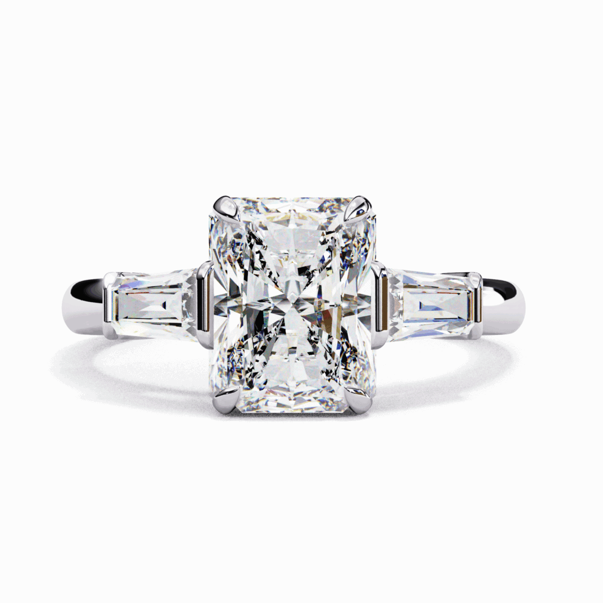 3.25 Carat Radiant and Baguette Cut Solitaire Edit Ring  Image 1