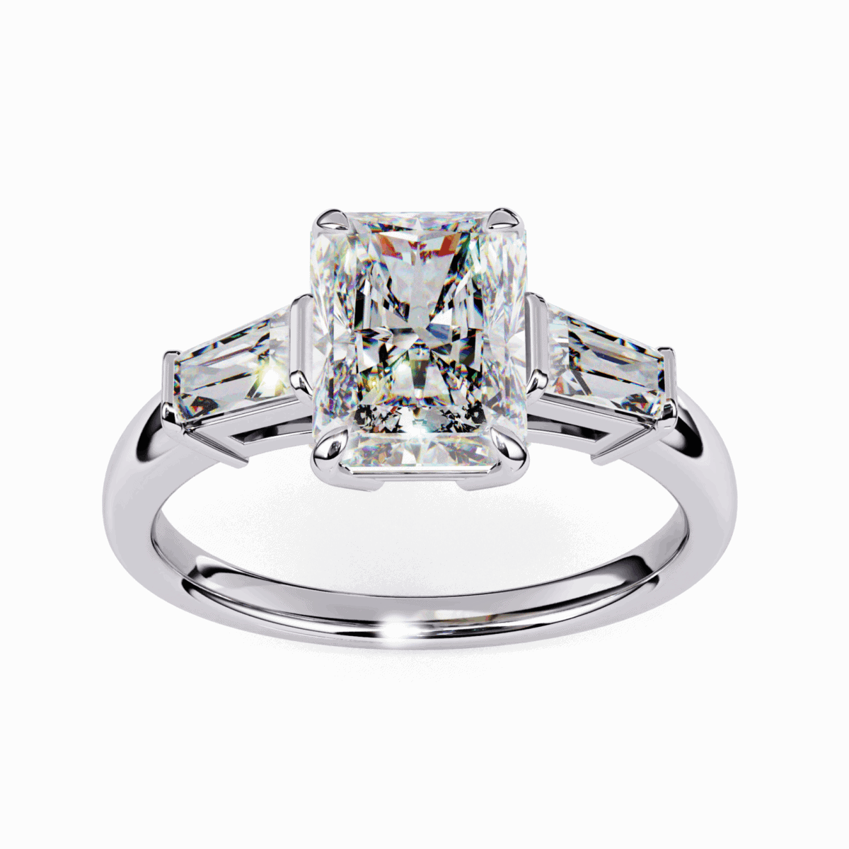 3.25 Carat Radiant and Baguette Cut Solitaire Edit Ring  Image 3
