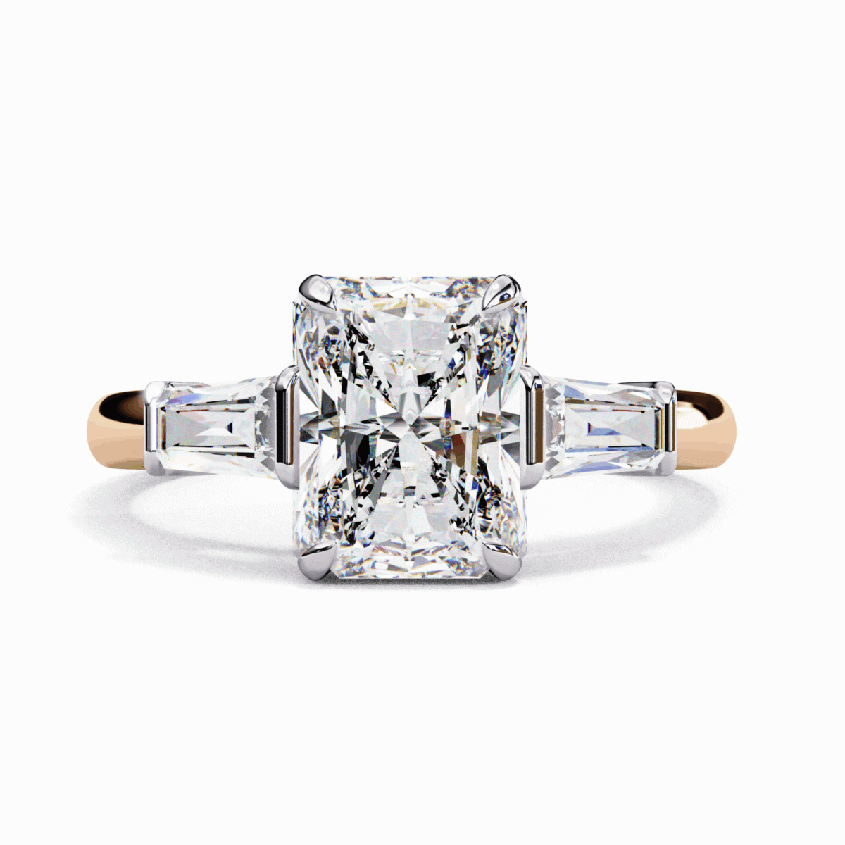 3.25 Carat Radiant and Baguette Cut Solitaire Edit Ring  Image 9