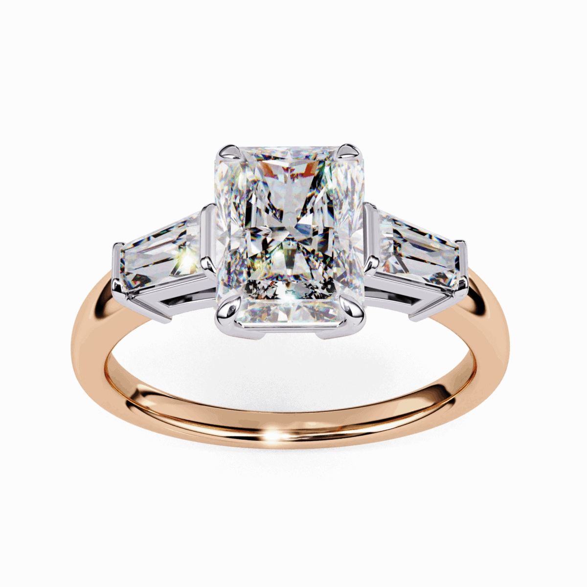 3.25 Carat Radiant and Baguette Cut Solitaire Edit Ring  Image 12