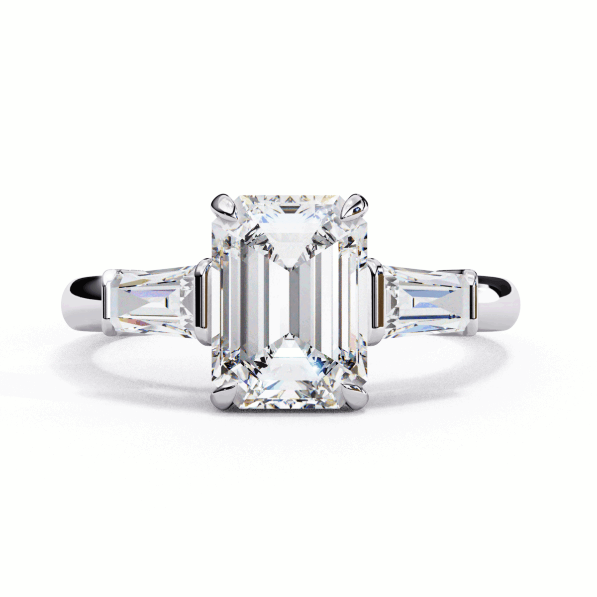 3 Carat Emerald and Baguette Cut Solitaire Edit Ring  Image 1