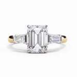3 Carat Emerald and Baguette Cut Solitaire Edit Ring - Image 5