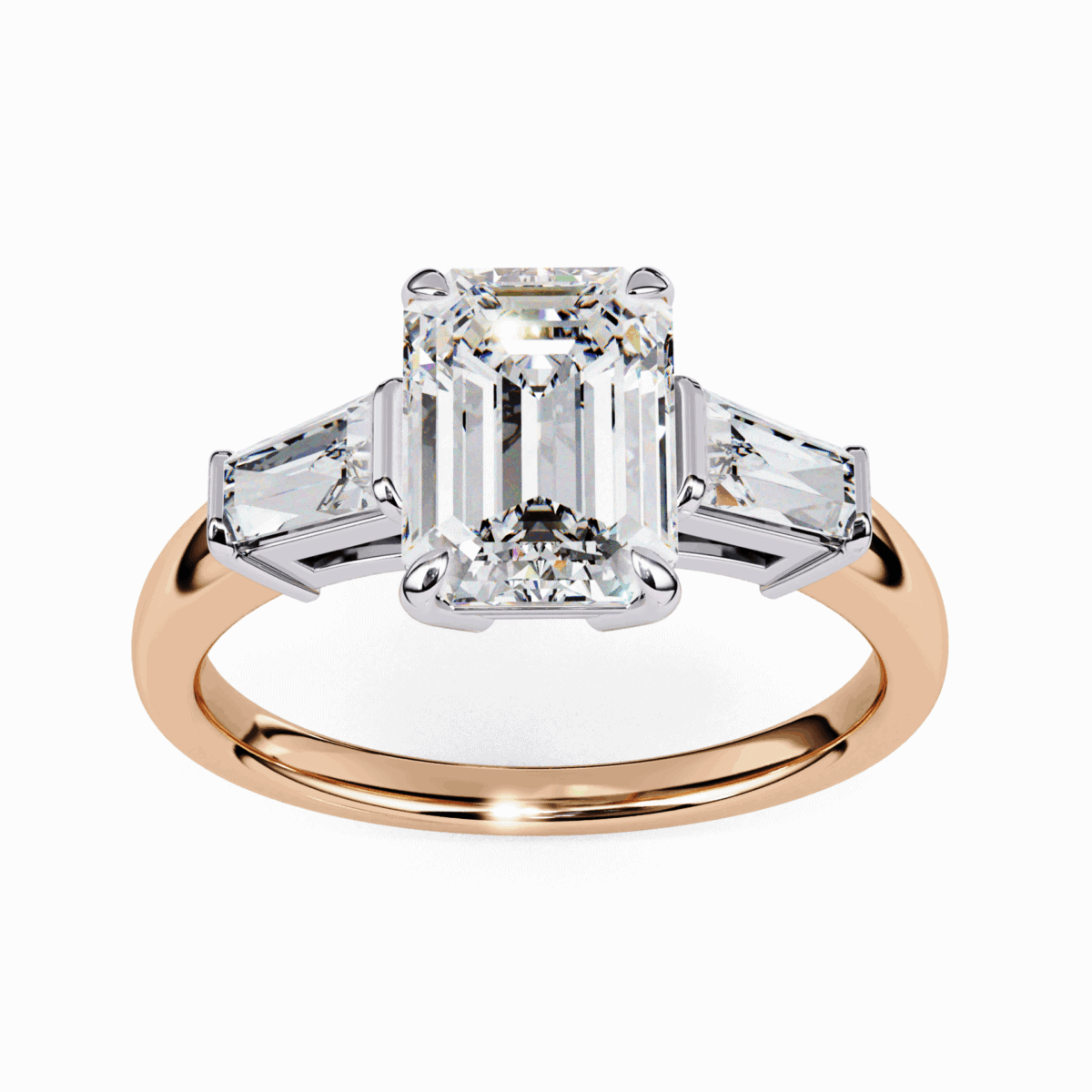 3 Carat Emerald and Baguette Cut Solitaire Edit Ring  Image 12