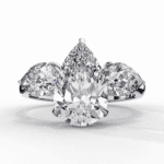 3 Carat Pear Cut Solitaire in Three Stone Setting