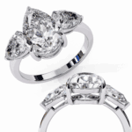 3 Carat Pear Cut Solitaire in Three Stone Setting - Image 2