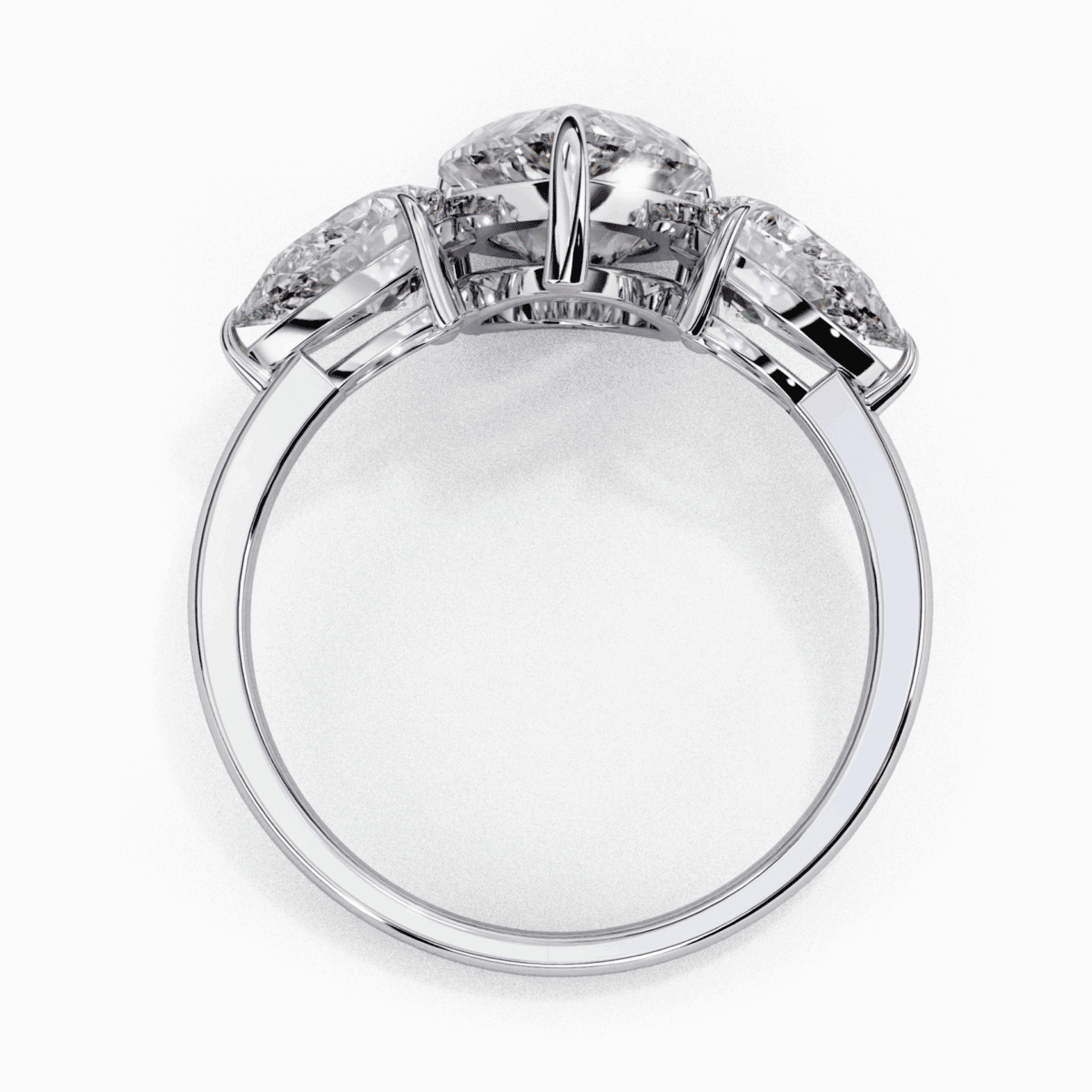 3 Carat Pear Cut Solitaire in Three Stone Setting  Image 5