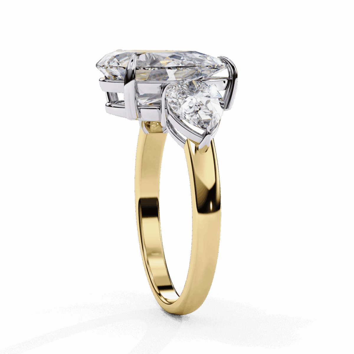 3 Carat Pear Cut Solitaire in Three Stone Setting  Image 7