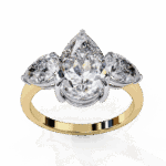 3 Carat Pear Cut Solitaire in Three Stone Setting - Image 8