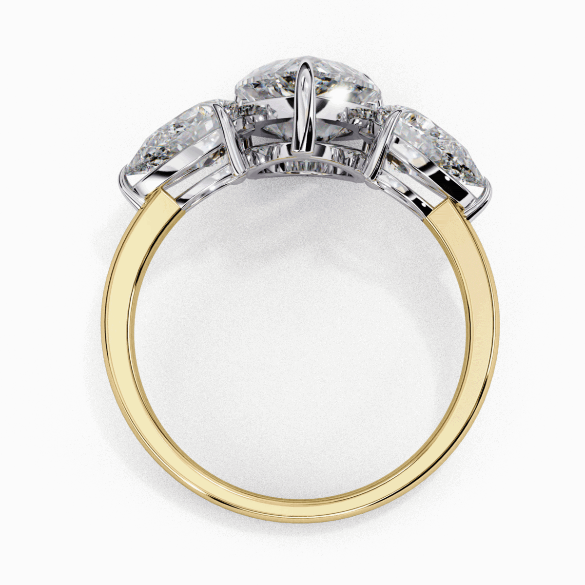 3 Carat Pear Cut Solitaire in Three Stone Setting  Image 9