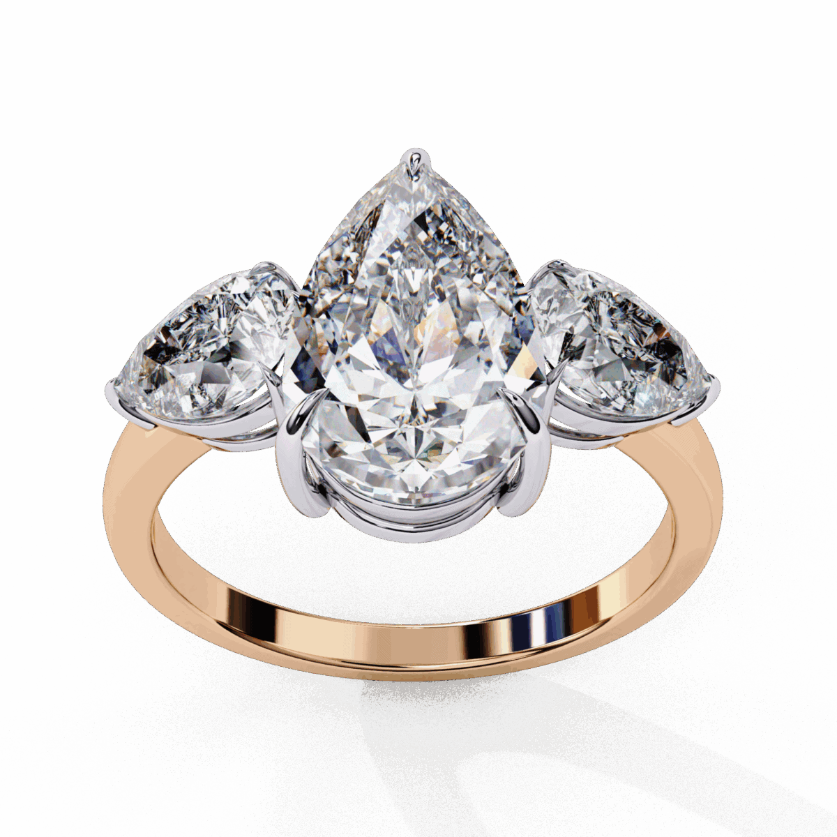 3 Carat Pear Cut Solitaire in Three Stone Setting  Image 12