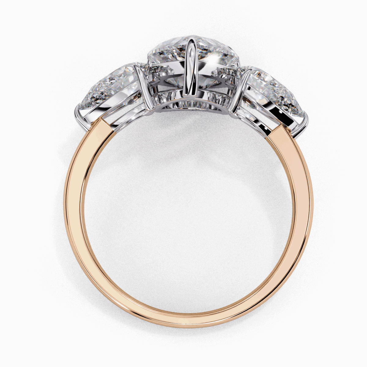 3 Carat Pear Cut Solitaire in Three Stone Setting  Image 13