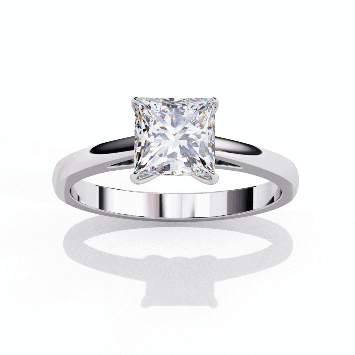 1 Carat Princess Cut Solitaire Diamond Ring  Image 4
