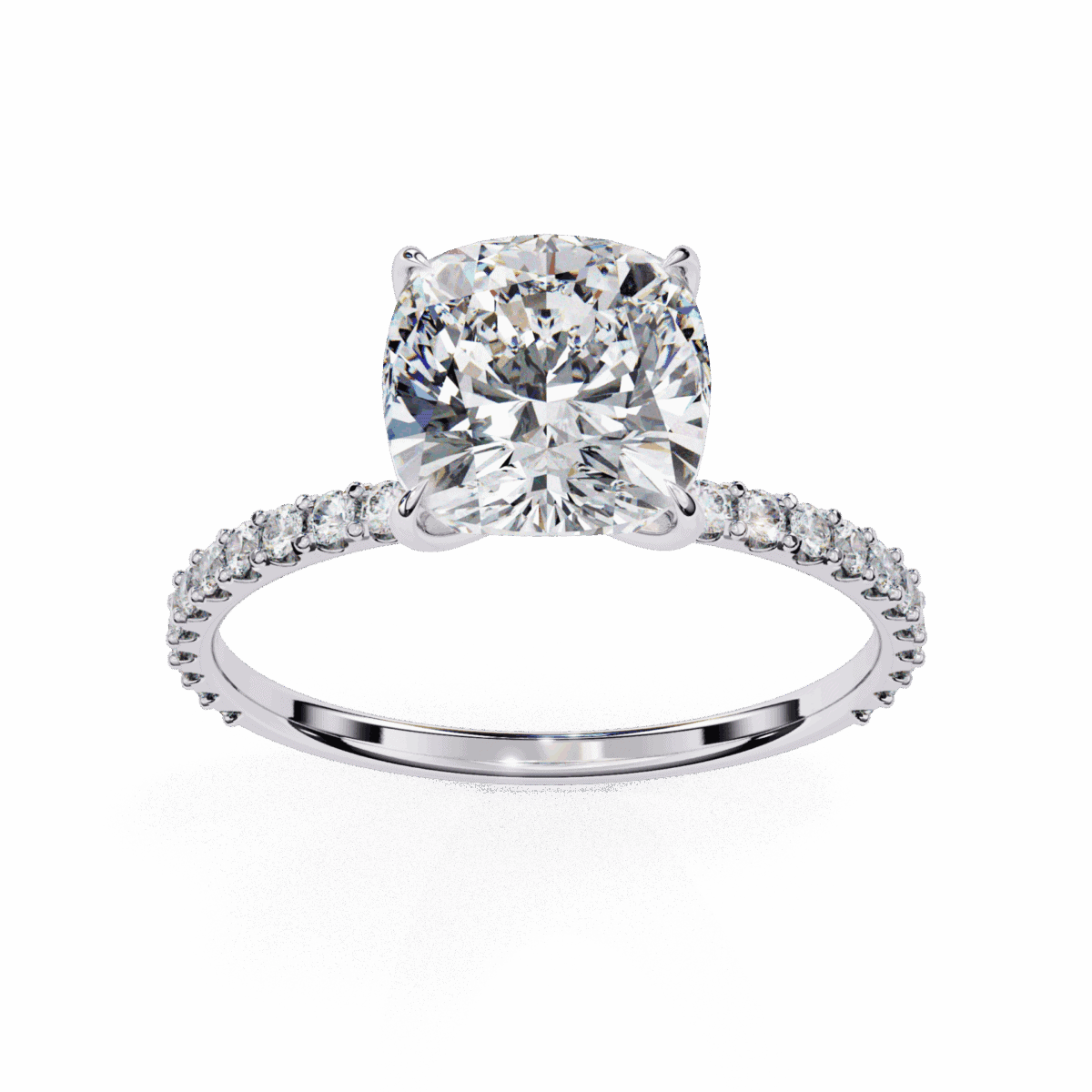 3 Carat Cushion Cut Modern Classic Solitaire Ring  Image 4