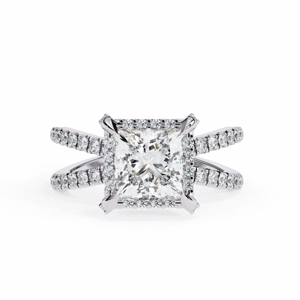 2.25 Carat Princess Cut Solitaire in Hidden Halo  Image 1