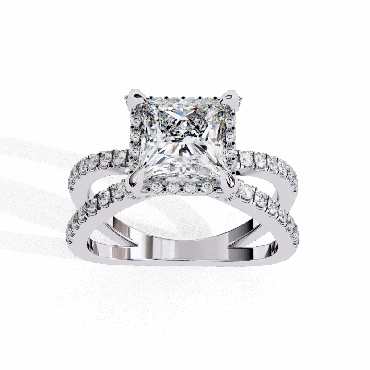 2.25 Carat Princess Cut Solitaire in Hidden Halo  Image 4