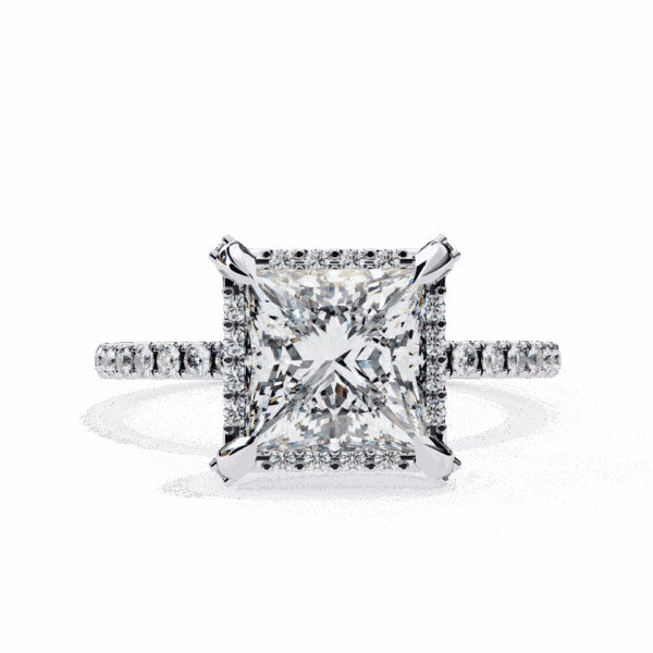 2.5 Carat Princess Cut Solitaire in Hidden Halo