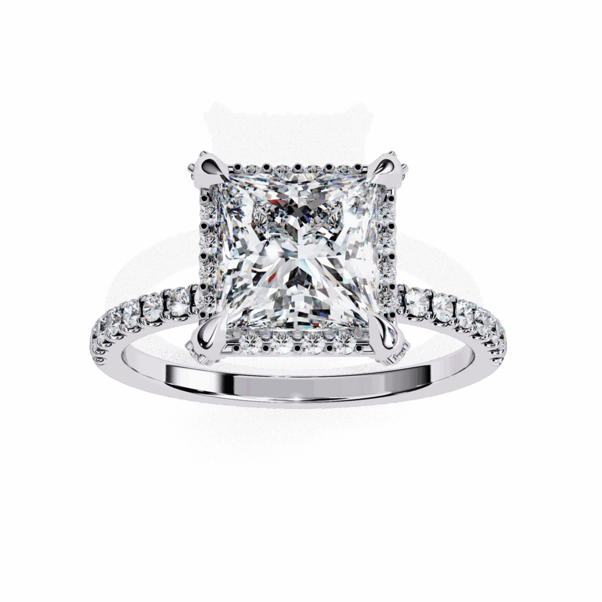 2.5 Carat Princess Cut Solitaire in Hidden Halo  Image 4