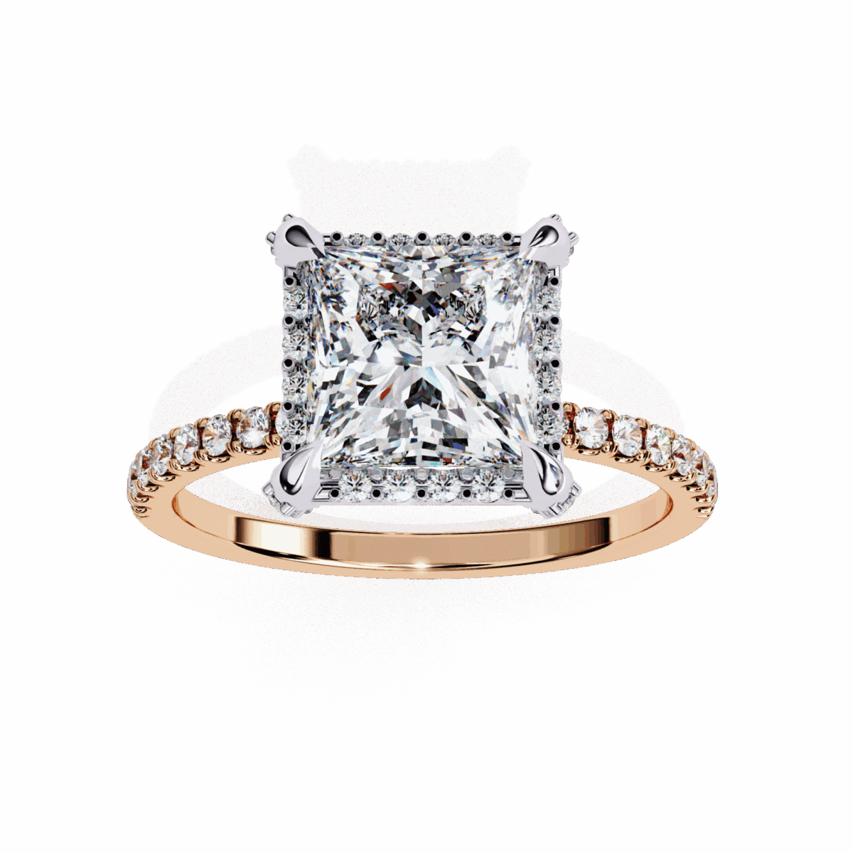2.5 Carat Princess Cut Solitaire in Hidden Halo  Image 12