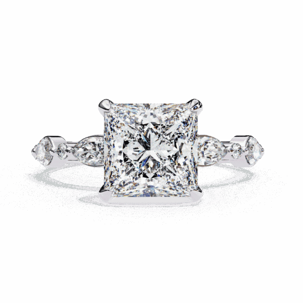 3.25 Carat Princess Cut Solitaire in Hidden Halo