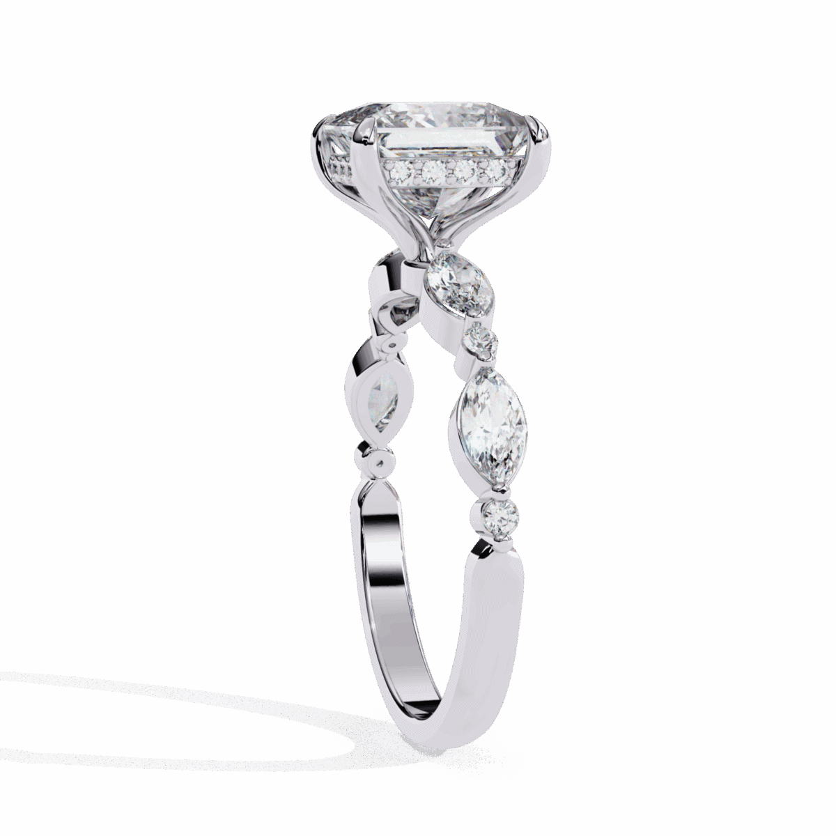 3.25 Carat Princess Cut Solitaire in Hidden Halo  Image 2