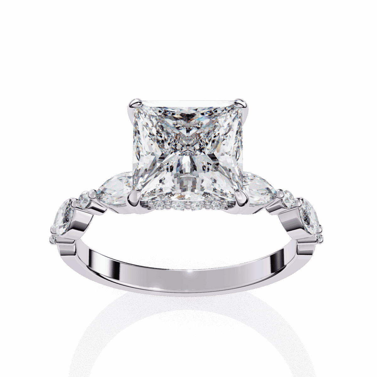 3.25 Carat Princess Cut Solitaire in Hidden Halo  Image 4