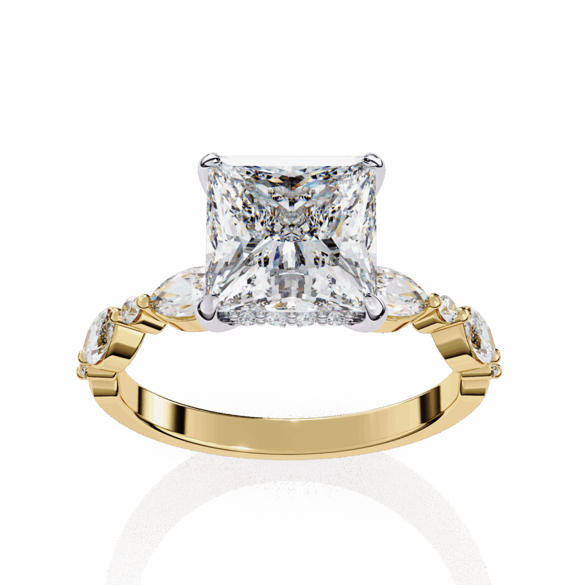 3.25 Carat Princess Cut Solitaire in Hidden Halo  Image 8