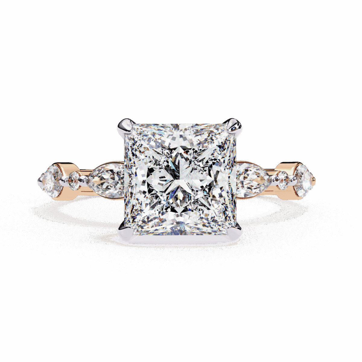 3.25 Carat Princess Cut Solitaire in Hidden Halo  Image 9
