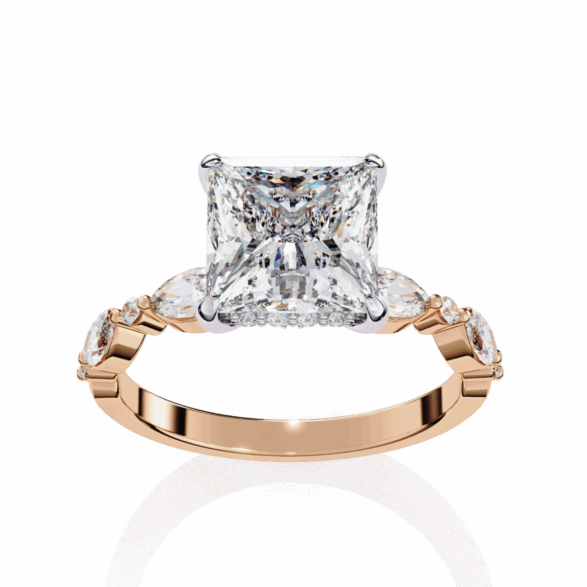 3.25 Carat Princess Cut Solitaire in Hidden Halo  Image 12