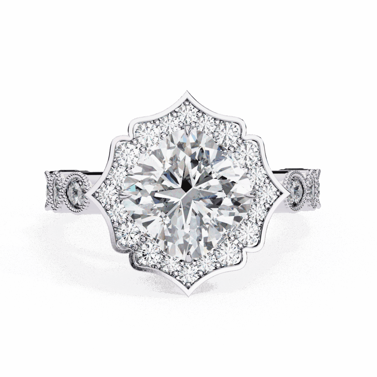 LR14170P11 2.5 Carat Cushion Cut Solitaire with Side Stone Image 1